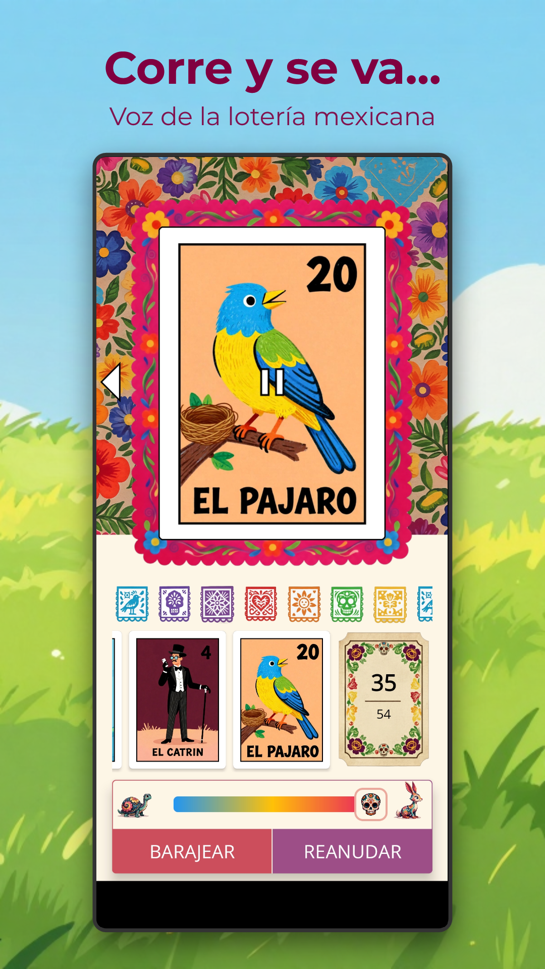 Corre y se va game settings and voice caller options