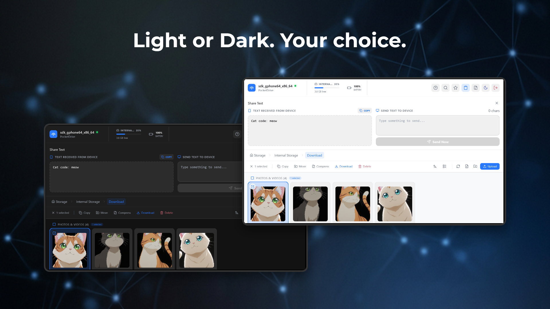 PocketDrive clipboard sharing feature for text and links