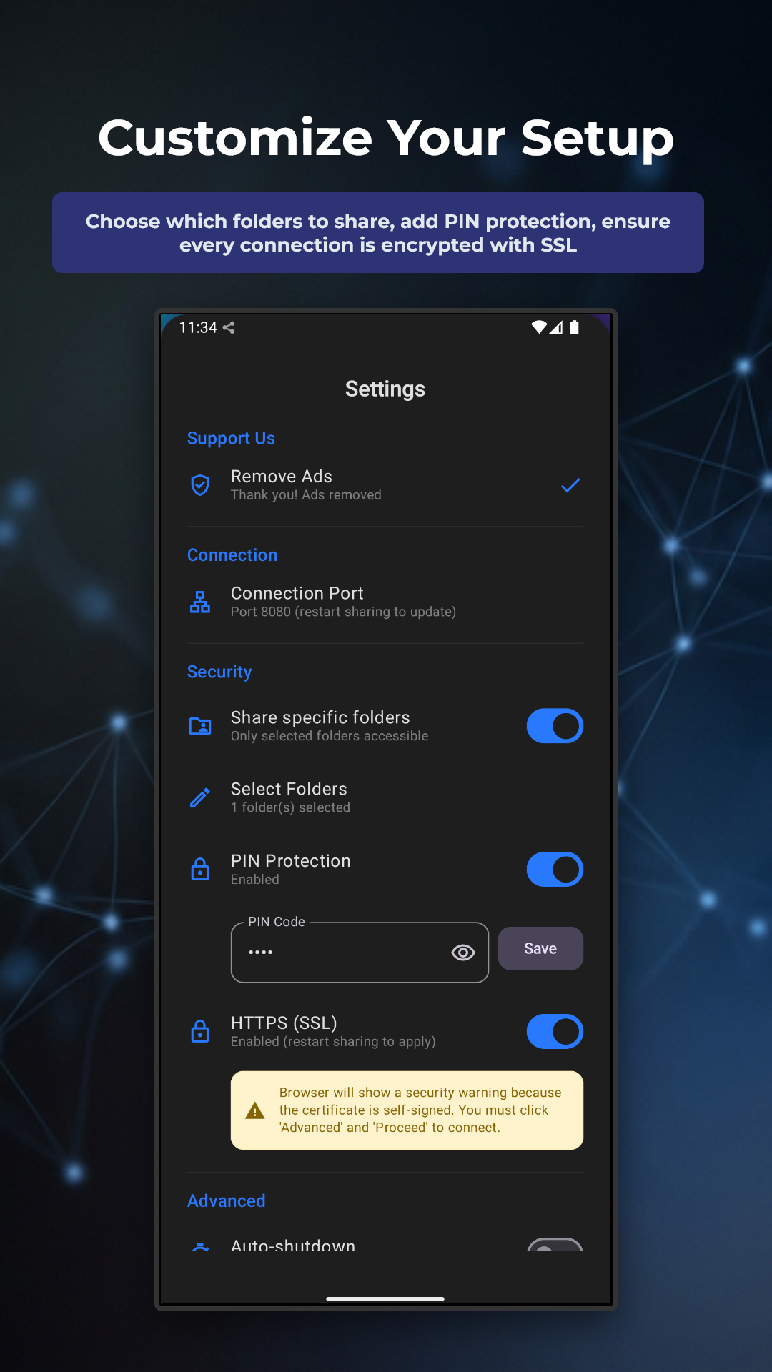 PocketDrive multi-device file sharing session in progress